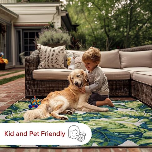 Nuloom Lisa Green Multicolor/Ivory, 5' x 8', Floral, Soft and Cozy, Durable, High Traffic, Stain Resistant, Easy Clean, Durable Area Rug for Indoor/Outdoor Patio, Deck, Porch, Garden, Courtyard in Saudi Arabia