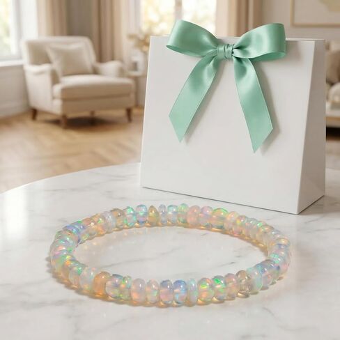 Smooth Stretch Bracelet, Natural Gemstone Beads with Colorful Sheen, Elastic Beaded Bracelet for Comfortable Wear in Saudi Arabia