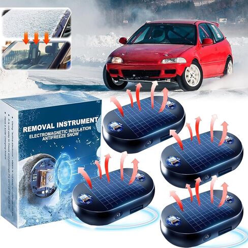 4pcs AntiFreeze Electromagnetic Car Snow Removal Device, Solar Electromagnetic Car Snow Removal Device, Portable Ca r Defroster,Fast and Efficient Vehicle Microwave Deicing Instrument for Ice Scraping in Saudi Arabia