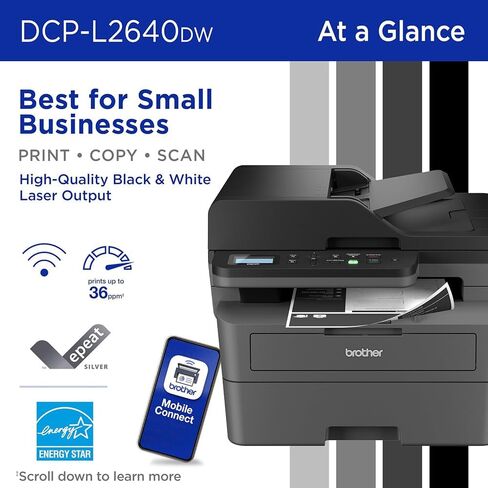 مجموعة طابعة ليزر Brother DCPL2640DW لاسلكية مدمجة أحادية اللون ومتعددة الوظائف، حبر عالي الإنتاجية، حزمة مزدوجة سوداء (3000 صفحة/خرطوشة) in Saudi Arabia