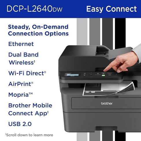 مجموعة طابعة ليزر Brother DCPL2640DW لاسلكية مدمجة أحادية اللون ومتعددة الوظائف، حبر عالي الإنتاجية، حزمة مزدوجة سوداء (3000 صفحة/خرطوشة) in Saudi Arabia