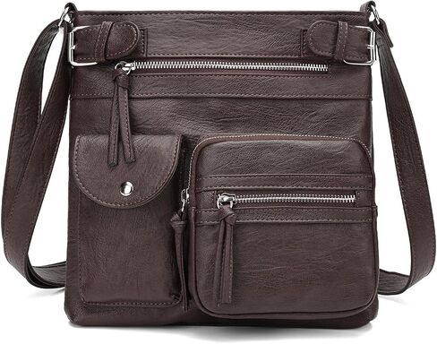 حقيبة كروس للنساء من كولي بوير، محفظة جلدية مع حزام قابل للتعديل وحقيبة كتف خفيفة الوزن مع جيوب بسحاب in Kuwait