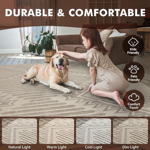 Boho Beige 5x7 Area Rugs Textured Tufted Rugs for Living Room Bedroom Nursery Rug-Carpet Washable Brown Neutral Modern Aztec Rug in Saudi Arabia