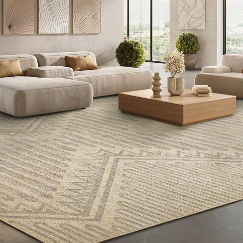 Boho Beige 5x7 Area Rugs Textured Tufted Rugs for Living Room Bedroom Nursery Rug-Carpet Washable Brown Neutral Modern Aztec Rug in Saudi Arabia