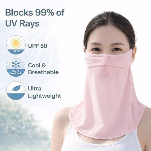 UPF 50+ Full Face Sun Protection Mask for Women with Neck Coverage, Driving, Gardening, Golf & Outdoor Activities in Saudi Arabia