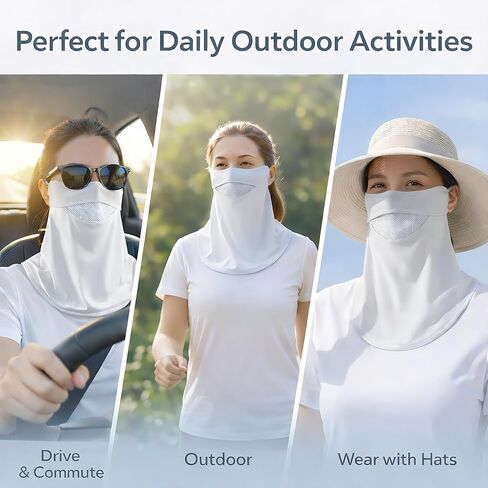 UPF 50+ Full Face Sun Protection Mask for Women with Neck Coverage, Driving, Gardening, Golf & Outdoor Activities in Saudi Arabia