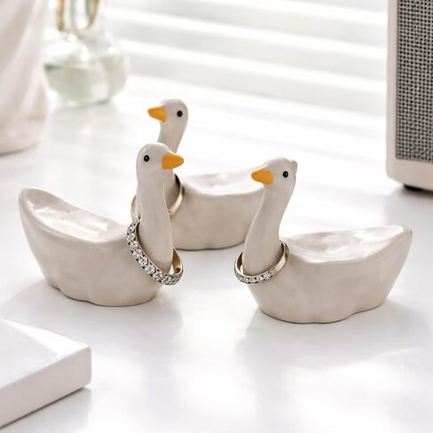 Fumete 3 Pcs Silly Goose Ring Holder for Jewelry, Entryway Table Kawaii Nightstand Decor, Cute Silly Goose Ring Dish for Rings Earrings Bracelets Necklace Organizer, Engagement, Wedding, Birthday Gift in Saudi Arabia