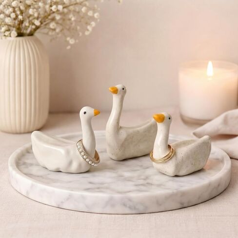 Fumete 3 Pcs Silly Goose Ring Holder for Jewelry, Entryway Table Kawaii Nightstand Decor, Cute Silly Goose Ring Dish for Rings Earrings Bracelets Necklace Organizer, Engagement, Wedding, Birthday Gift in Saudi Arabia