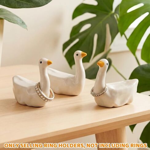 Fumete 3 Pcs Silly Goose Ring Holder for Jewelry, Entryway Table Kawaii Nightstand Decor, Cute Silly Goose Ring Dish for Rings Earrings Bracelets Necklace Organizer, Engagement, Wedding, Birthday Gift in Saudi Arabia