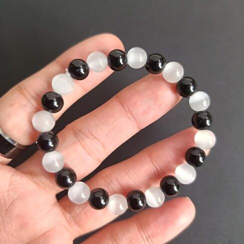 Black White Beaded Bracelet for Women Crystal Money Wealth Bead Bracelet in Saudi Arabia