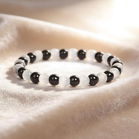 Black White Beaded Bracelet for Women Crystal Money Wealth Bead Bracelet in Saudi Arabia