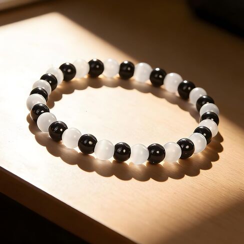 Black White Beaded Bracelet for Women Crystal Money Wealth Bead Bracelet in Saudi Arabia
