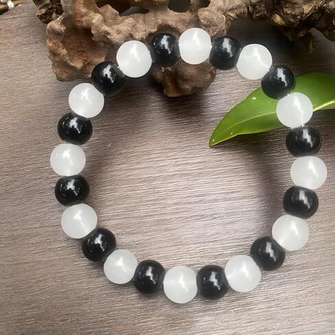 Black White Beaded Bracelet for Women Crystal Money Wealth Bead Bracelet in Saudi Arabia