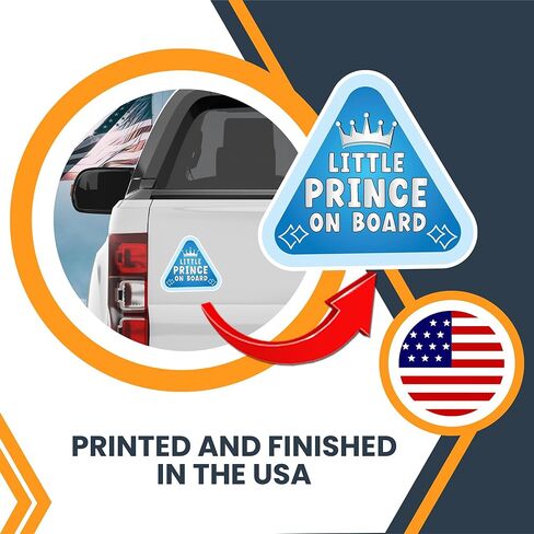 ملصق مغناطيسي للسيارة Magnet Me Up Little Prince Baby On Board متين، 5 بوصات، أزرق، مقاوم للطقس، علامة أمان لطيفة للطفل على السيارة، مغناطيس ممتص للصدمات، طفل على الطريق السريع، صنع في الولايات المتحدة الأمريكية in Kuwait