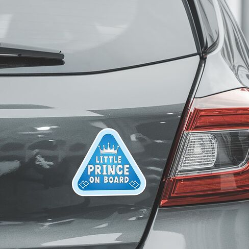 ملصق مغناطيسي للسيارة Magnet Me Up Little Prince Baby On Board متين، 5 بوصات، أزرق، مقاوم للطقس، علامة أمان لطيفة للطفل على السيارة، مغناطيس ممتص للصدمات، طفل على الطريق السريع، صنع في الولايات المتحدة الأمريكية in Kuwait