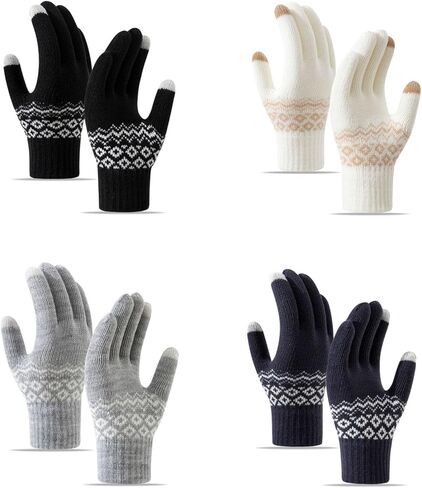4 Pairs Winter Gloves for Women Men, Warm Knit Gloves Touchscreen Gloves Texting Gloves with Elastic Cuff in Saudi Arabia
