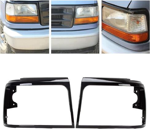 إطار أمامي KUAFU متوافق مع شاحنة Ford Bronco/ F150 1992-1996 1992-1997 F250 F350 F450 لاستبدال FO2512130 FO2513131 F2TZ13064D أبواب المصباح الأمامية زوج يسار ويمين من الكروم in Kuwait