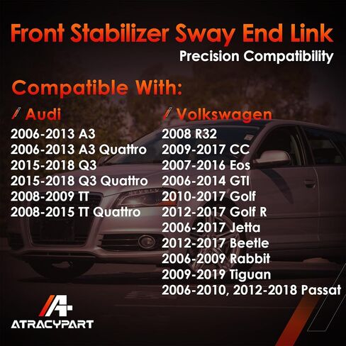 K80478 2Pcs Front Sway Bar Stabilizer End Links Zinc-Nickel Alloy Suspension Kit, Compatible With 06-18 A3 Q3 TT Quattro, 06-19 VW R32 CC Eos GTI Golf Jetta Beetle Rabbit Tiguan Passat in Saudi Arabia