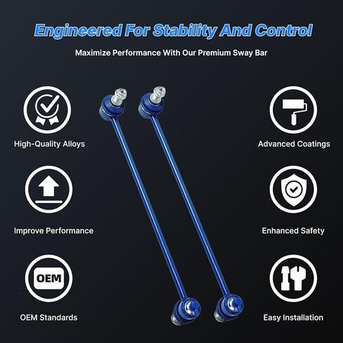 K80501 2 قطعة مثبت أمامي Sway Bar End Links متوافق مع فولفو 2001 2002 2003 2004 2005 2006 2007 2008 2009 S60، 1999-2006 S80، 2001-2007 V70، 2003-2007 XC70، 2003-2014 XC90 in Kuwait