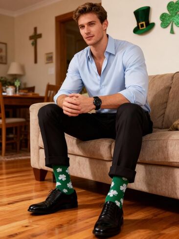 Men St Patricks Day Socks Adult Cotton Funny Socks in Saudi Arabia