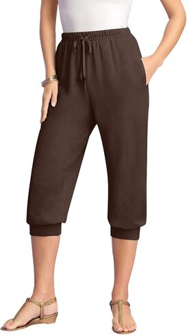 Roaman's Women's Plus Size Soft Knit Capri Pant with Drawstring Waist in Saudi Arabia