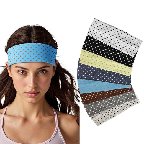 8PCS Classic Polka Dot Fabric Headband, Black and White, Elastic Material, One Size, Comfortable Daily Wear Hair Accessory for Women, in Saudi Arabia