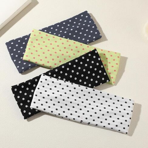 8PCS Classic Polka Dot Fabric Headband, Black and White, Elastic Material, One Size, Comfortable Daily Wear Hair Accessory for Women, in Saudi Arabia