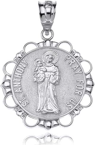 Claddagh Gold Sterling Silver Round Saint Anthony Patron of Lost Articles Catholic Medal Pendant in Saudi Arabia