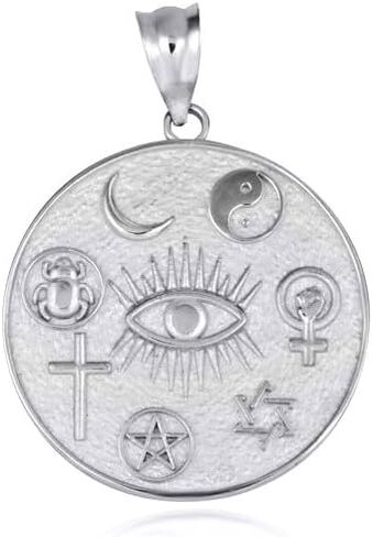 Claddagh Gold Spiritual Symbols Faith Medallion Fine Pendant Necklace Real Solid .925 Sterling Silver in Saudi Arabia