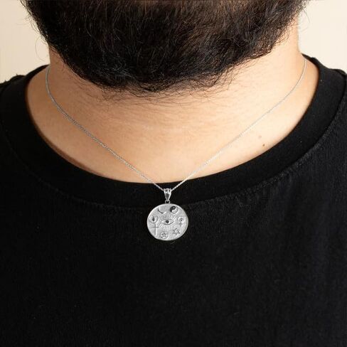Claddagh Gold Spiritual Symbols Faith Medallion Fine Pendant Necklace Real Solid .925 Sterling Silver in Saudi Arabia