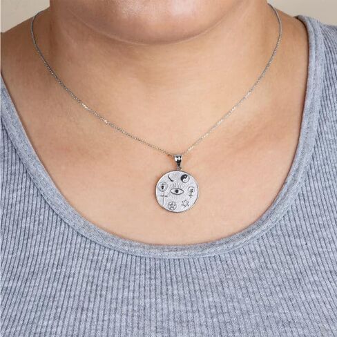 Claddagh Gold Spiritual Symbols Faith Medallion Fine Pendant Necklace Real Solid .925 Sterling Silver in Saudi Arabia