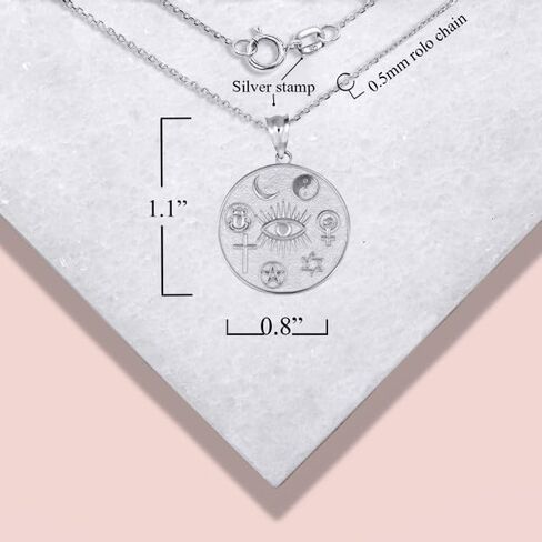 Claddagh Gold Spiritual Symbols Faith Medallion Fine Pendant Necklace Real Solid .925 Sterling Silver in Saudi Arabia