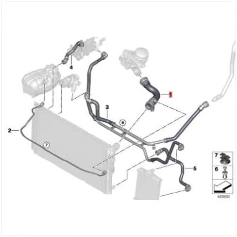 LINK-LOCK Water Tank to Oil Radiator Water Supply Pipe 17127604542 for BMW N55 1234 Series F20 f35 135I 335I in Saudi Arabia