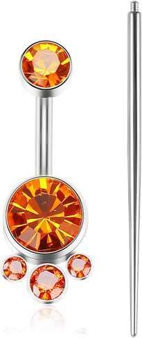 لا يسبب الحساسية ASTM F136 G23 تيتانيوم ملولب داخليًا 14G 10 مم حلقات زر البطن صغيرة بحلقة على شكل سرة CZ للنساء مجوهرات ثقب الجسم مع أداة تغيير أداة التنقيط in Kuwait