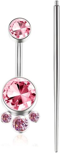 Hypoallergenic ASTM F136 G23 Titanium Internally Threaded 14G 10mm Belly Button Rings Petite Navel Bezel CZ Ring for Women Body Piercing Jewelry With Changing Tool Tapper in Saudi Arabia