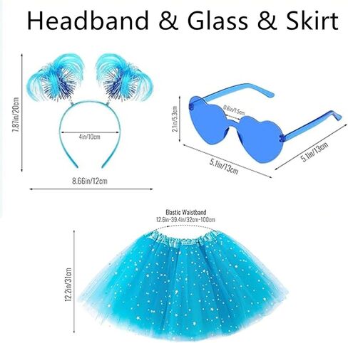 مجموعة إكسسوارات توتو زرقاء للفتيات من 6 قطع، تي شيرت مخطط وجوارب عالية وعصابة رأس للحفلات in Kuwait