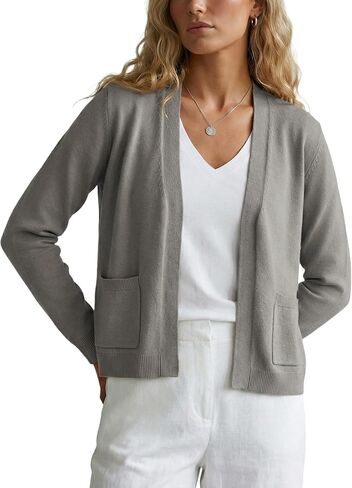 GRECERELLE Women's Lightweight Knit Cardigan Long Sleeve Open Front V-Neck Casual Basic Sweater with Pockets in Saudi Arabia