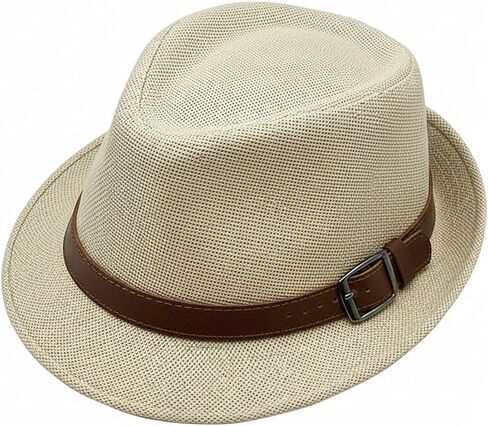Gossifan Straw Fedora Hat for Men Panama Hat Short Brim Summer Sun Hat in Kuwait