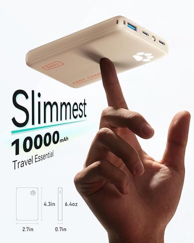 INIU Portable Charger, USB C Slimmest Triple 3A High-Speed 10000mAh Phone Power Bank, Flashlight External Battery Pack Compatible with iPhone 16 15 14 13 12 11 X Samsung S21 S20 Google LG iPad, etc in Saudi Arabia