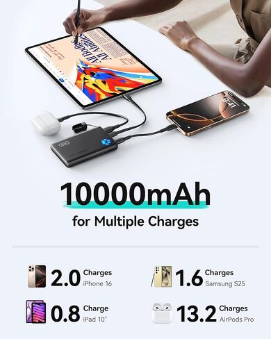 INIU Portable Charger, USB C Slimmest Triple 3A High-Speed 10000mAh Phone Power Bank, Flashlight External Battery Pack Compatible with iPhone 16 15 14 13 12 11 X Samsung S21 S20 Google LG iPad, etc in Saudi Arabia