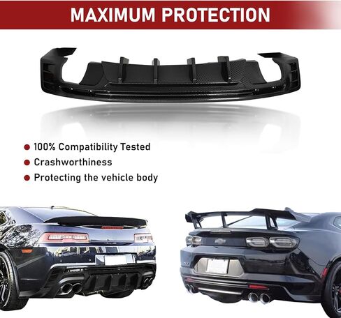 شفة ممتص الصدمات الخلفي متوافقة مع 2016-2024 Camaro LS LT1 LT SS (باستثناء طراز ZL1) كوبيه وموزع ناشر خلفي ببابين قابل للتحويل من ألياف الكربون in Kuwait