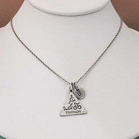 Triathlon necklace, triathlon charm, swimming, running, cycling, sports charm, athlete, personalized necklace, initial charm, monogram in Saudi Arabia