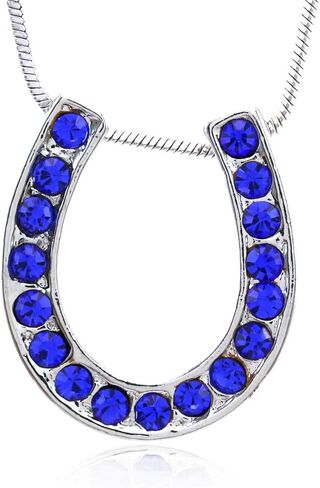 Royal Blue Horseshoe Pendant Necklace Western Cowgirl Horse Shoe Lucky Charm Ladies Women Fashion Jewelry in Saudi Arabia