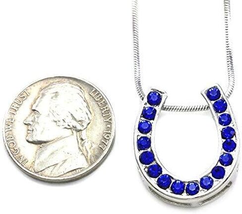 Royal Blue Horseshoe Pendant Necklace Western Cowgirl Horse Shoe Lucky Charm Ladies Women Fashion Jewelry in Saudi Arabia