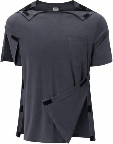 قميص جراحة الكتف الرجالي مفتوح بالكامل من الجانب للكتف وأكمام قصيرة للتعافي، وإغلاق علوي بخطاف وحلقة S-2XL in Kuwait