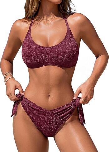 Blooming Jelly Womens Bikini Sets Two Piece Mid Rise Swimsuit Sparkly Cheeky Curvy String Sexy Bathing Suit 2026 in Kuwait