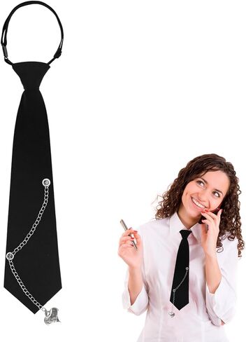 Womens Tie, Pre Tied Black Ties for Women Adjustable Womens necktie Punk Style in Kuwait