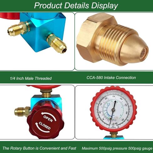 طقم اختبار تسرب ضغط النيتروجين للسيارات/HVAC. أدوات اختبار الضغط، تتضمن منظمًا، ومشعب صمام واحد، وخرطوم أحمر 1/4 بوصة وخرطوم أصفر 1/4 بوصة لتسريبات الخراطيم، والوصلات السائبة، والمبخرات، والمكثفات in Kuwait