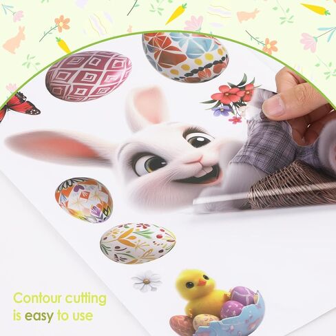 106 قطعة ملصقات نافذة عيد الفصح السعيد، ديكورات نافذة عيد الفصح مع أرنب كرتوني لطيف ثلاثي الأبعاد وبيض عيد الفصح، ملصق نافذة عيد الفصح ثابت مزدوج الجوانب للمدرسة والمنزل والمكتب ومستلزمات الحفلات in Kuwait