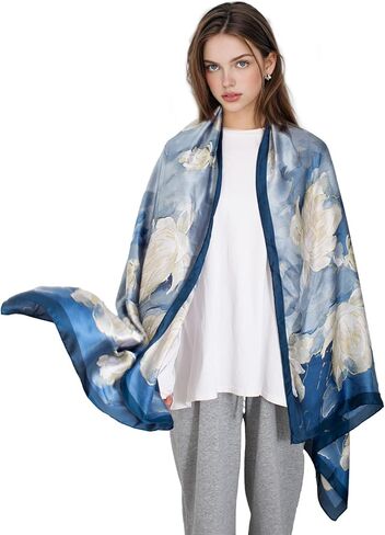 Large Silk Feeling Long Stain Scarf Dress Scarves Shawl Wraps Fashion Lightweight Shawl Wraps for Women in Saudi Arabia